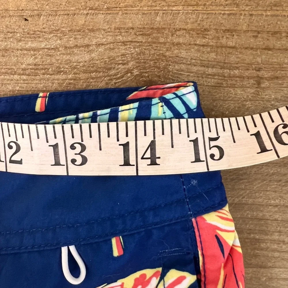 American Eagle Men's XS Blue Toucan Tropical Palm Print Swim Trunks Board Shorts